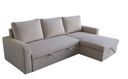 #ANGLE RÉVERSIBLE-CONVERTIBLE+COFFRE-MODEL 6100-TISSU BEIGE-VELVET