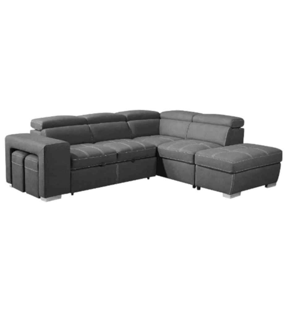 #ANGLE D-2-SEATER W/BED+STORAGE OTT-NABUK -TEX208-13 GREY-19801-L3-POSITANO