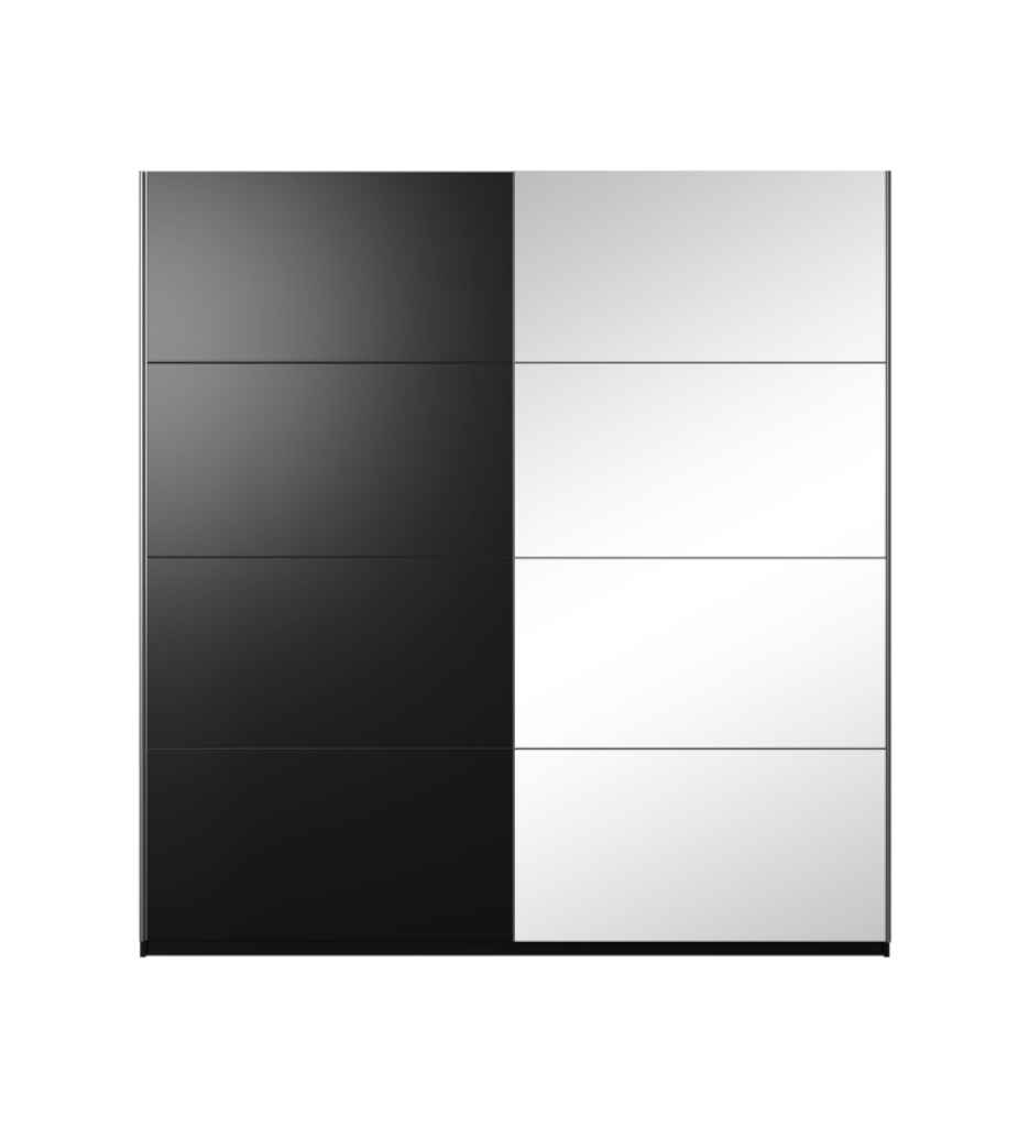 ARMOIRE 2PT NOIR AVEC MIROIRS-180CM-22W01656-BETA