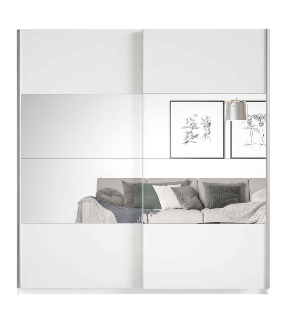 ARMOIRE 2PT BLANC MAT AVEC MIROIRS-200CM-22971657-BETA