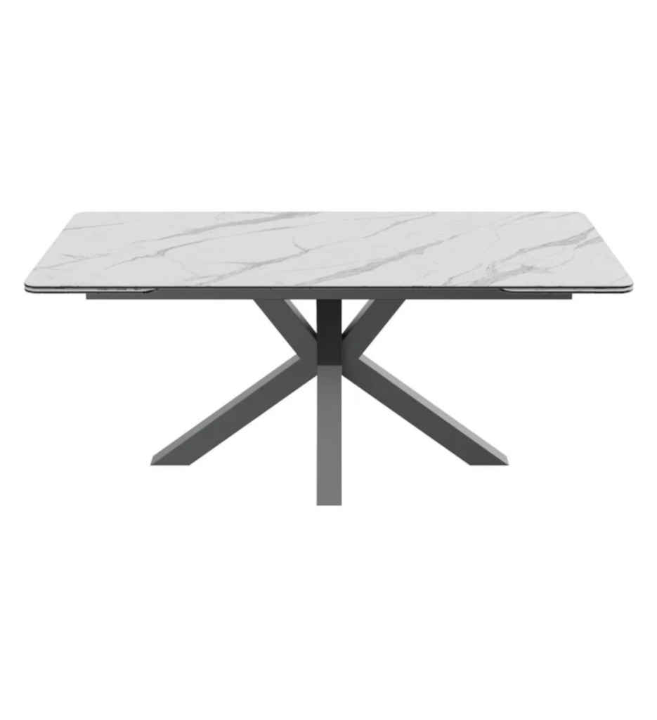 #TABLE 180/260CM-BLANC-CERAMIQUE-58503BL -MIA