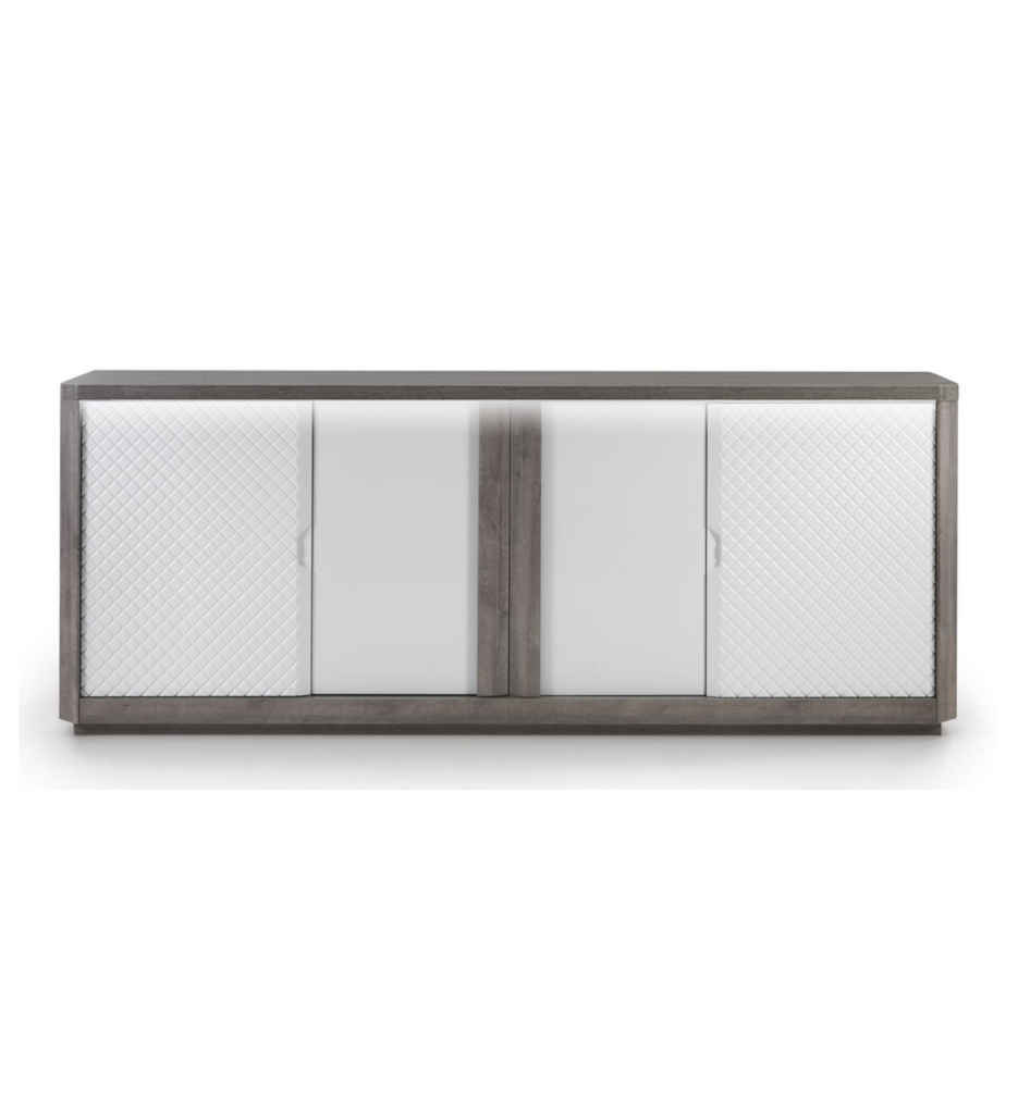 #BUFFET 4 PORTES-220CM-CHENE GRIS/BLANC-CARTESIA