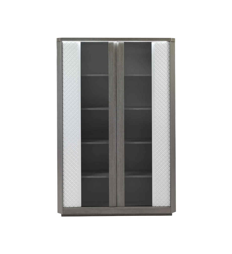 VITRINE 2 PORTES 120 CM-CHENE GRIS/BLANC-CARTESIA