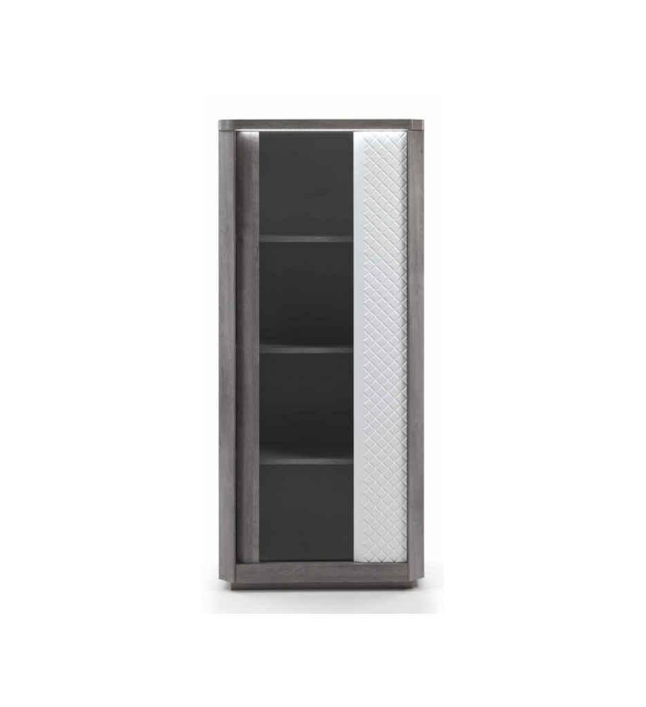 #VITRINE 1 PORTE-70CM-CHENE GRIS/BLANC-CARTESIA