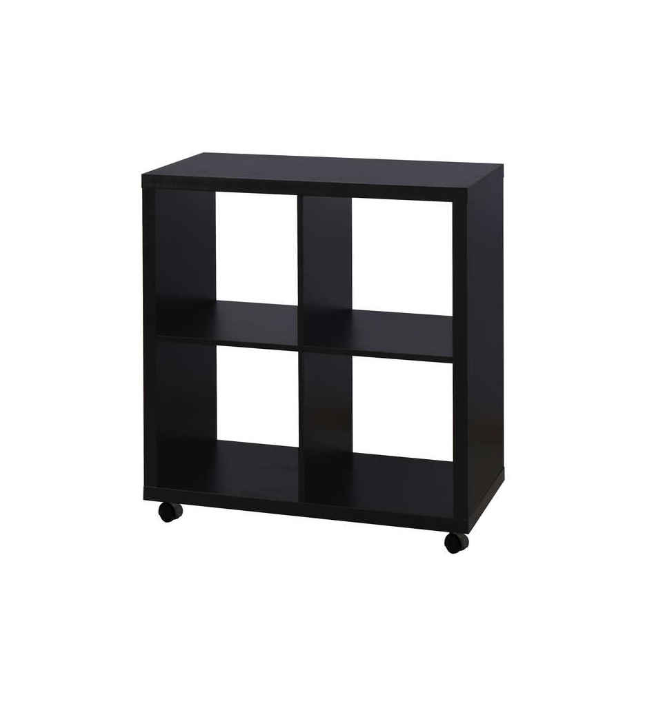 #Bibliothèque 4 cases 4 roulettes ALVIN noir