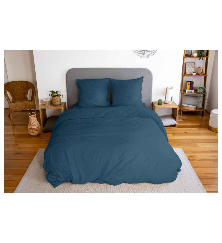 PARURE 240/220 MICROLAVEE BLEU NUIT