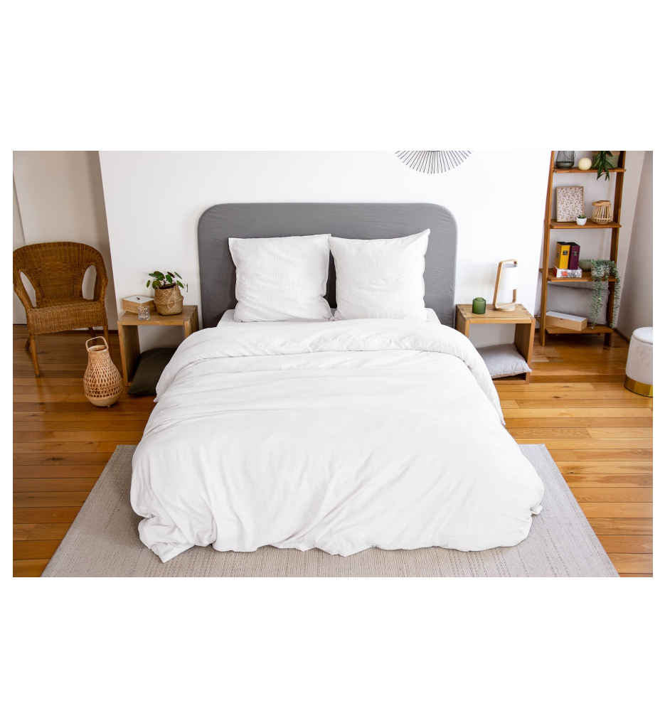 PARURE 240/220 MICROLAVEE BLANC