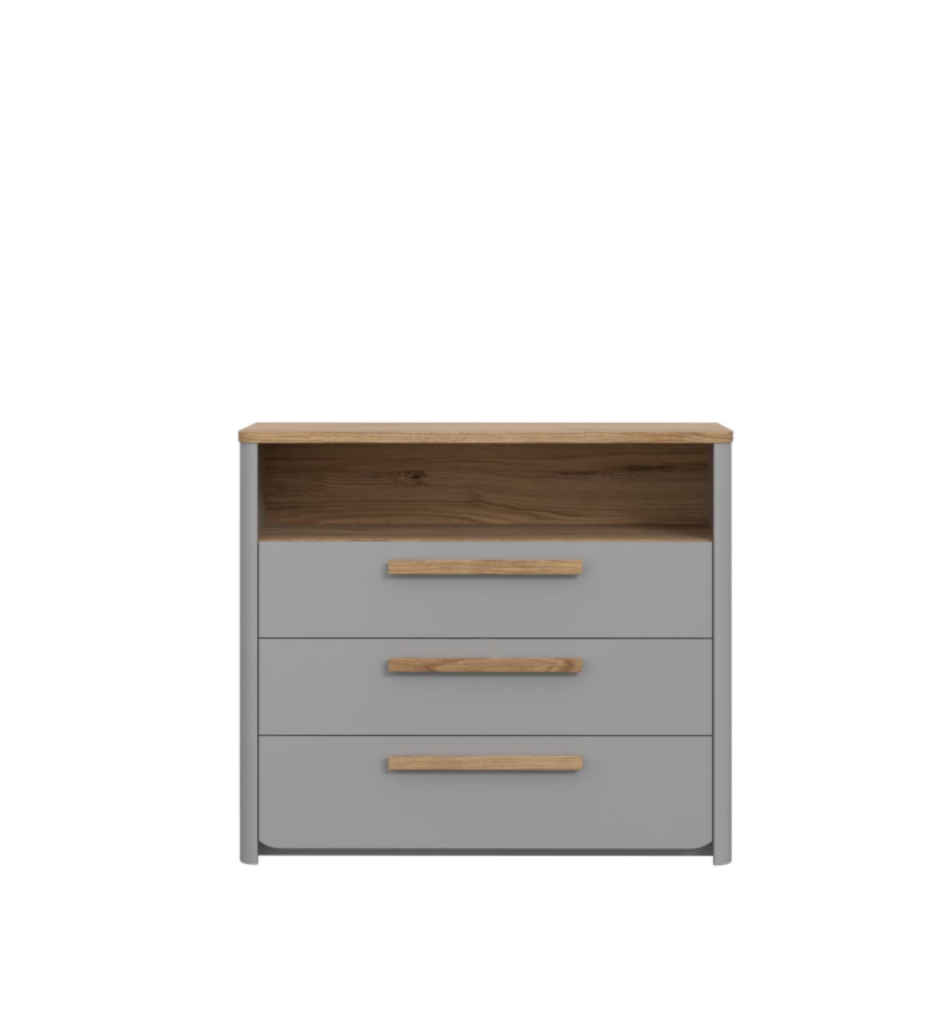 #COMMODE 3T/1N-SFNK211-GRIS/CHENE CHATAIGNE-SURFINO