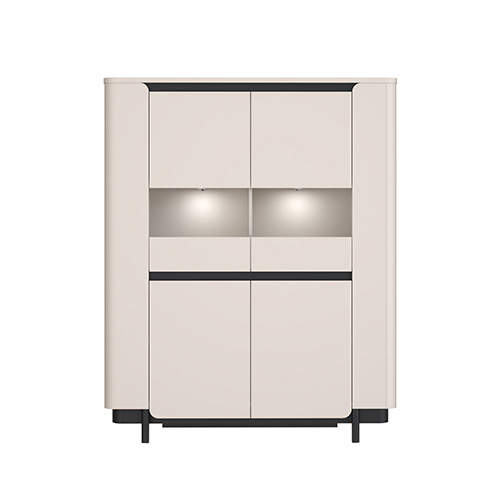 ²VITRINE 2PT-AV ECLAIRAGE LED-130CM-VXLV621B--SABLE/NOIR-VODOL