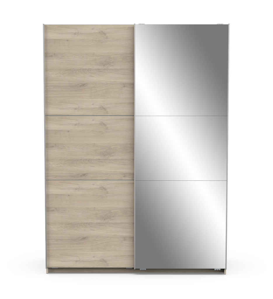²ARMOIRE 2 PORTES COULISSANTES+MIROIR L150CM-CHENE KRONBERG-190013-GHOST