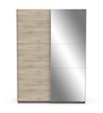 ²ARMOIRE 2 PORTES COULISSANTES+MIROIR L150CM-CHENE KRONBERG-190013-GHOST
