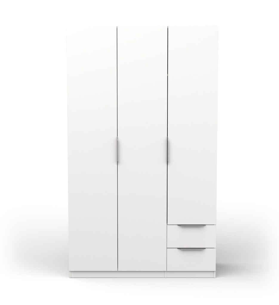 ²ARMOIRE 3PORTES 2TIROIRS -119 CM-BLANC MAT-391368-GHOST