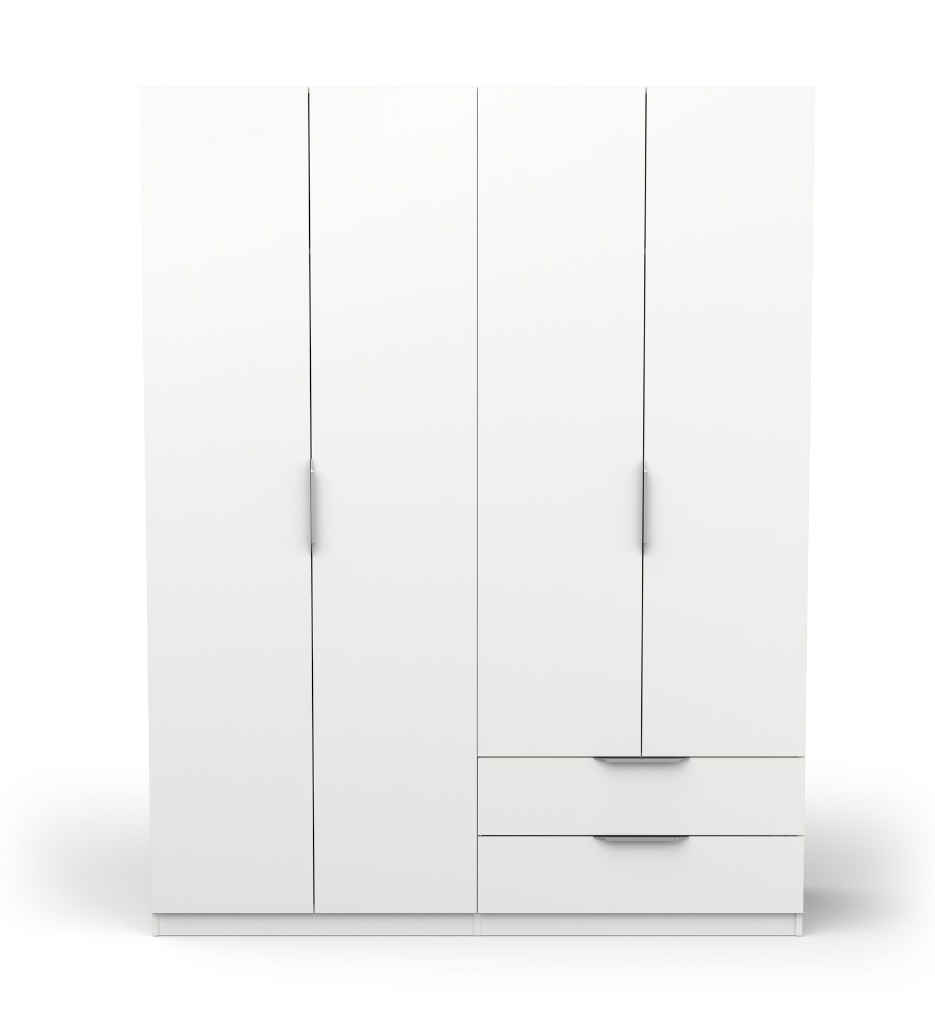 ²ARMOIRE 4PORTES 2TIROIRS -157 CM-BLANC MAT-391370-GHOST