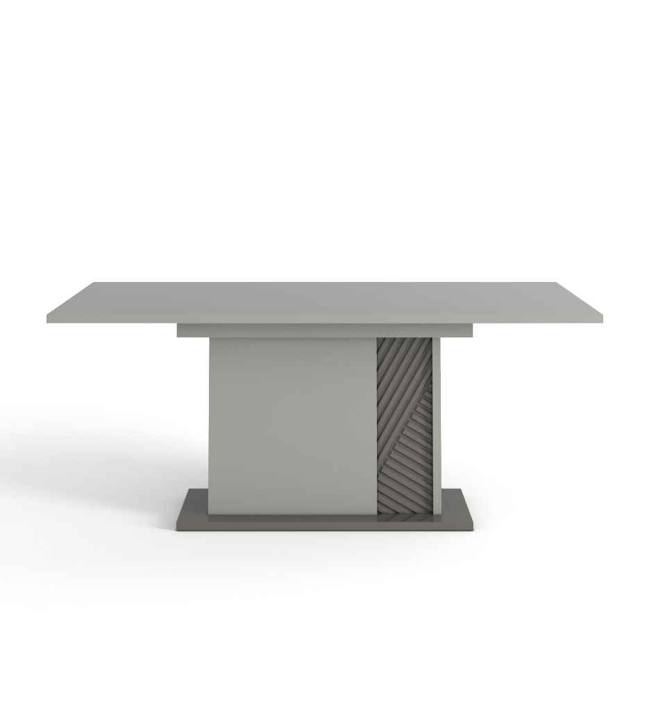 TABLE RECTANGULAIRE 180/225CM-FUT 1 ALLONGE N°10 -LAQUE GRIS CLAIR/GRIS-JANE 0709