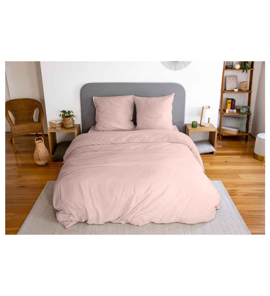 PARURE 240/220 MICROLAVEE ROSE POUDRE