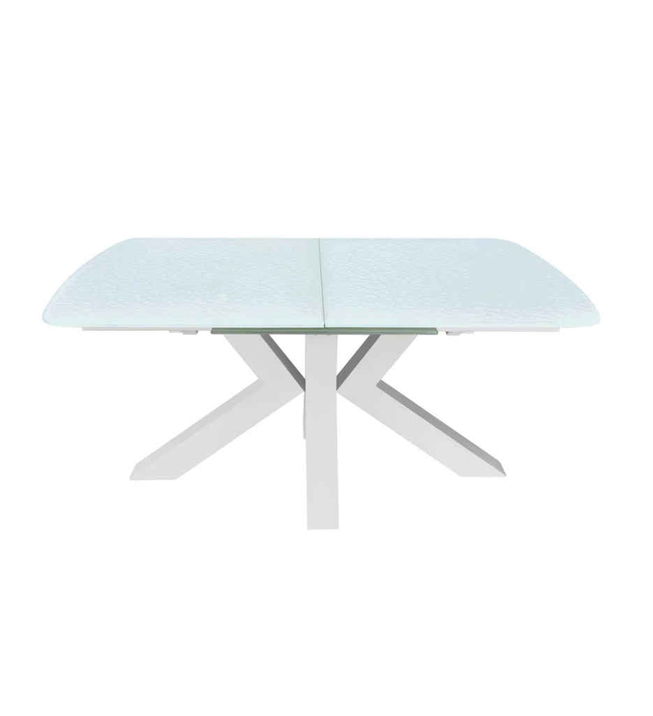 TABLE 160(220)CM-VERRE-52940BL-OCEANE BLANC