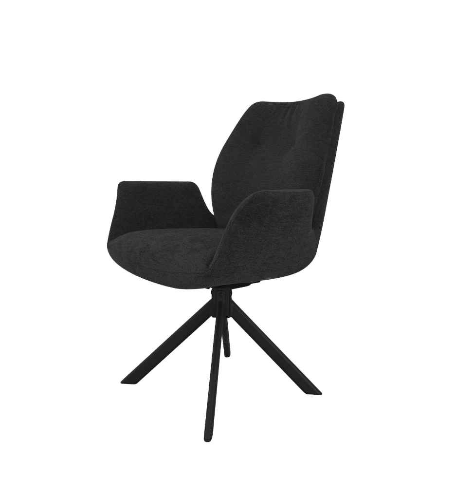 FAUTEUIL PIVOTANT-180°-TISSU ANTHRACITE-52952GA -PETER