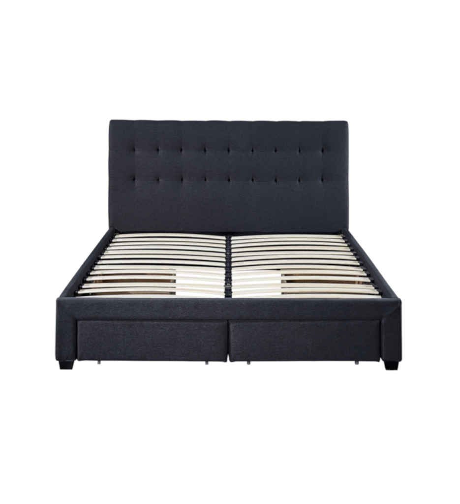 LIT 160*200CM-TISSU GRIS-TIROIR+SOMMIER INCLUS-REF89546-'MATERA'