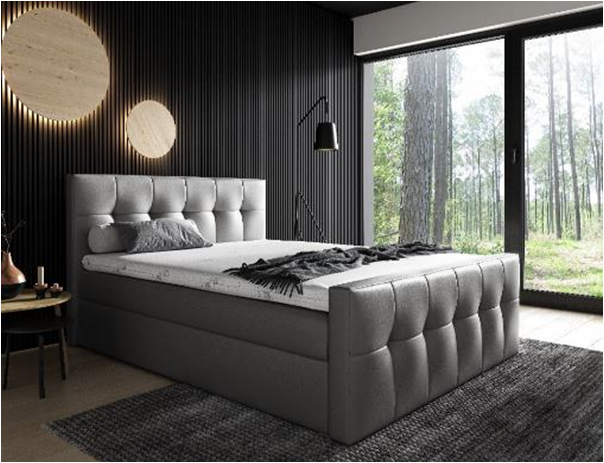 BOXSPRING 120*200/63.5CM-TISSU ARAGON 72 GRIS-MALIBU