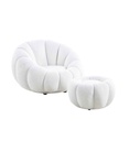 ²FAUTEUIL+POUF-WHITE TEDDY-PUMPKIN CHAIR