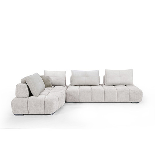 #ANGLE GAUCHE-DOSSIER AVANCE/RECUL-LHF-TISSU SOLO 111 CREAM WHITE/3 COUSSINS 170 COFFEE- SF-376-WHITE