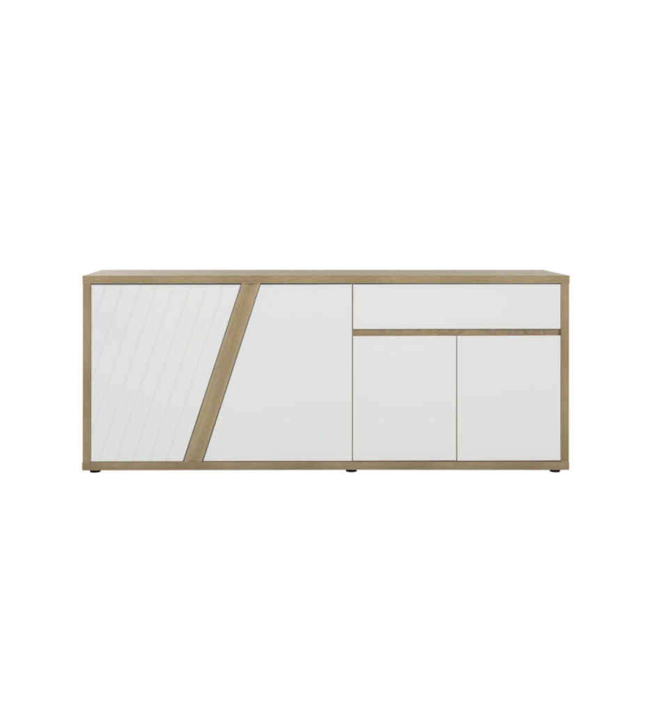 BAHUT AVEC 4 PORTES ET 1 TIROIR COLORIS CHENE SILVA REF J2Y-514-EPURA