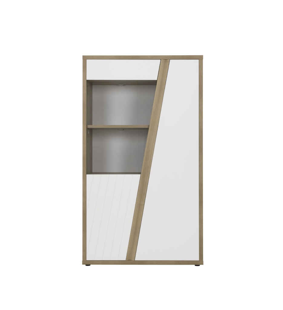 RANGEMENT AVEC 1 PORTE +1 PORTE VITRÉE COLORIS CHENE SILVA REF J2Y-250-EPURA