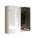 ARMOIRE 2 PORTES-L180CM-AVEC 1 MIROIR AVEC SEPARATEUR+FREINS INCLUS-LAQUE BLANC-629021-180SS2-SWING