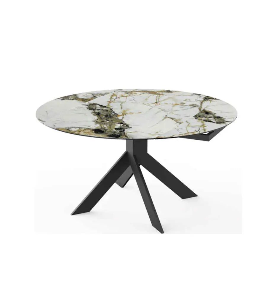 #TABLE RONDE 88(145)CM 58504TB -BLANC & TAUPE- ROTONDE