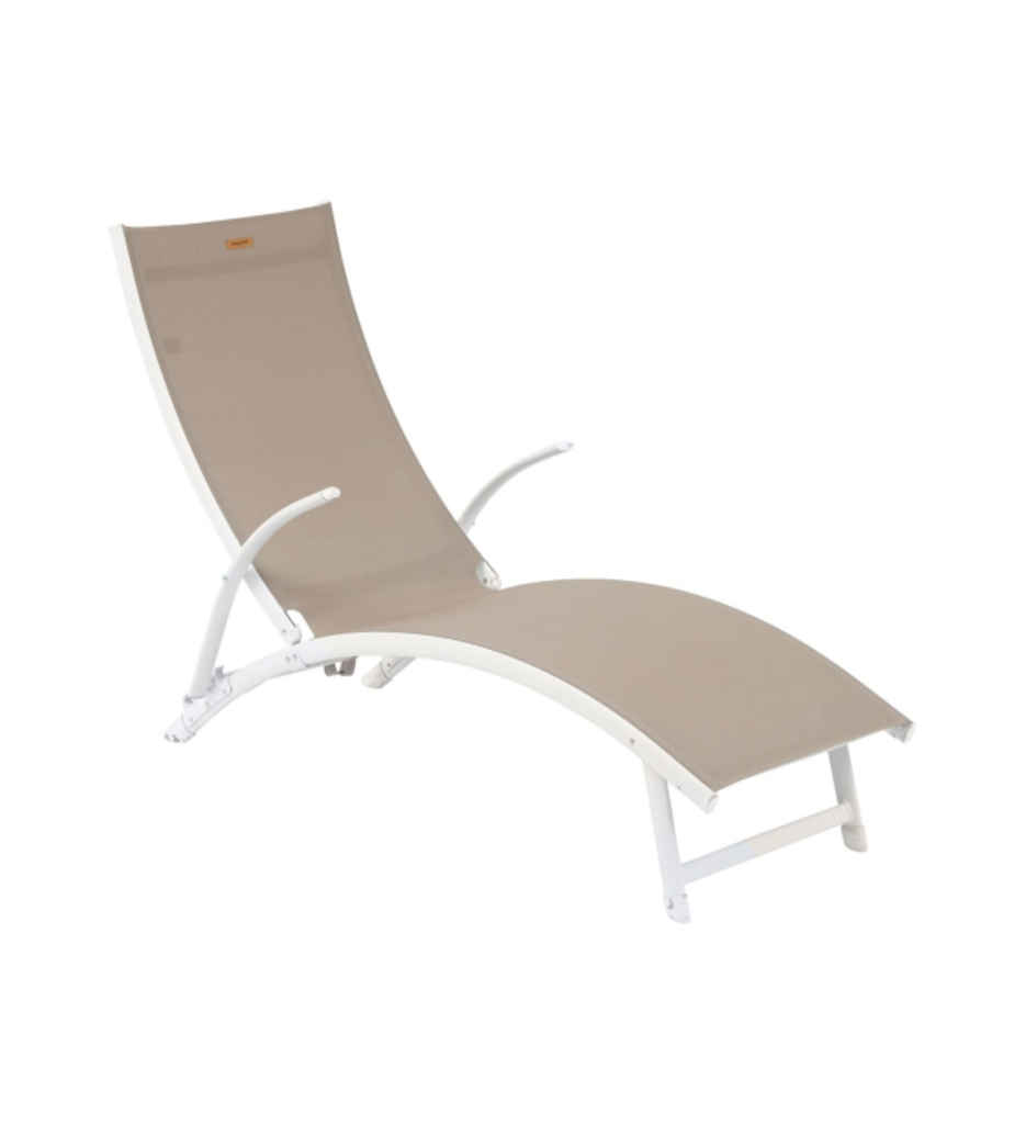 Transat pliable Samba aluminium noisette blanc 186709G