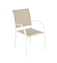 #Fauteuil repas empilable Piazza aluminium lin blanc 187038