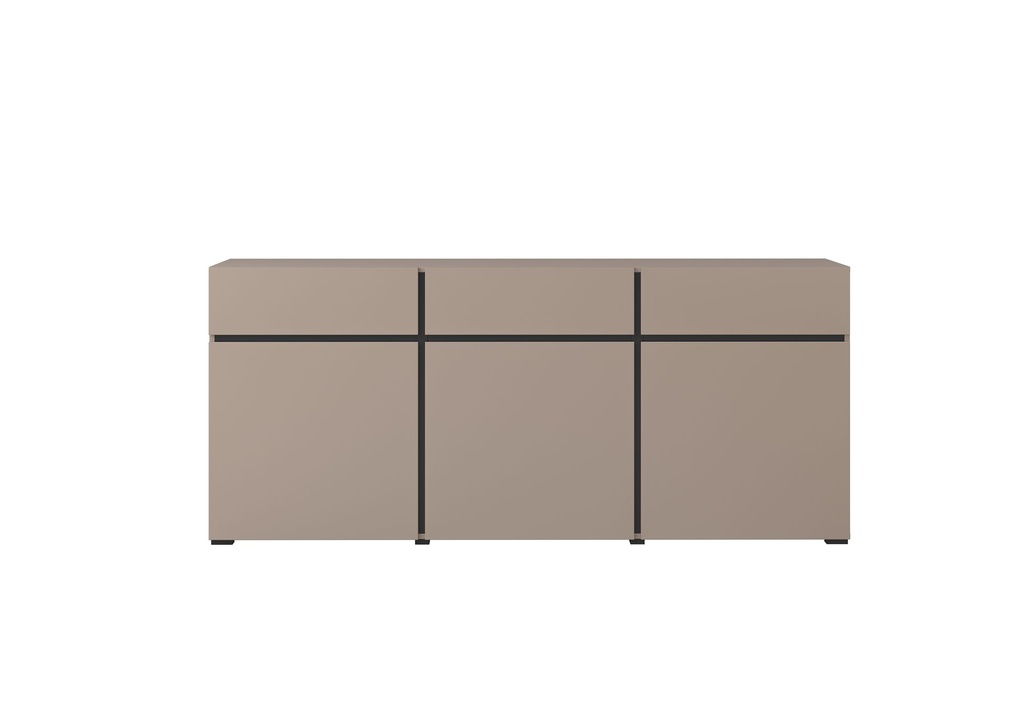 BAHUT 3 PORTES/3 TIROIRS-179CM-24CWMY43-CONGO/CONGO BLACK-CROSS