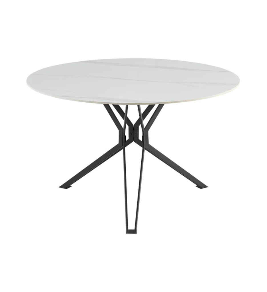 TABLE RONDE PLATEAU 100% CERAMIQUE-120*120 CM-BLANC -PORTO-18601BL
