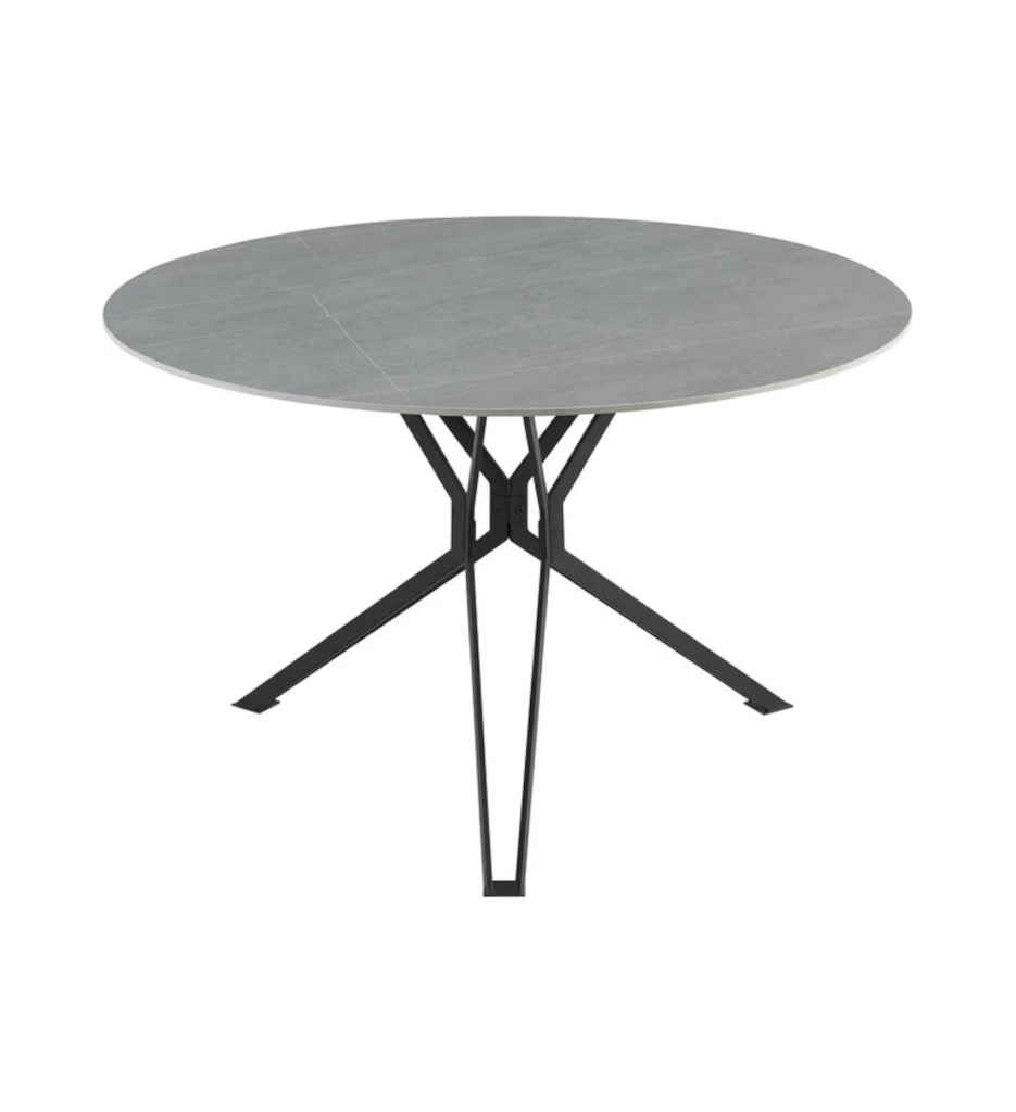 TABLE RONDE PLATEAU 100% CERAMIQUE-120*120 CM-GRIS -PORTO-18601GR