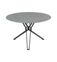 TABLE RONDE PLATEAU 100% CERAMIQUE-120*120 CM-GRIS -PORTO-18601GR