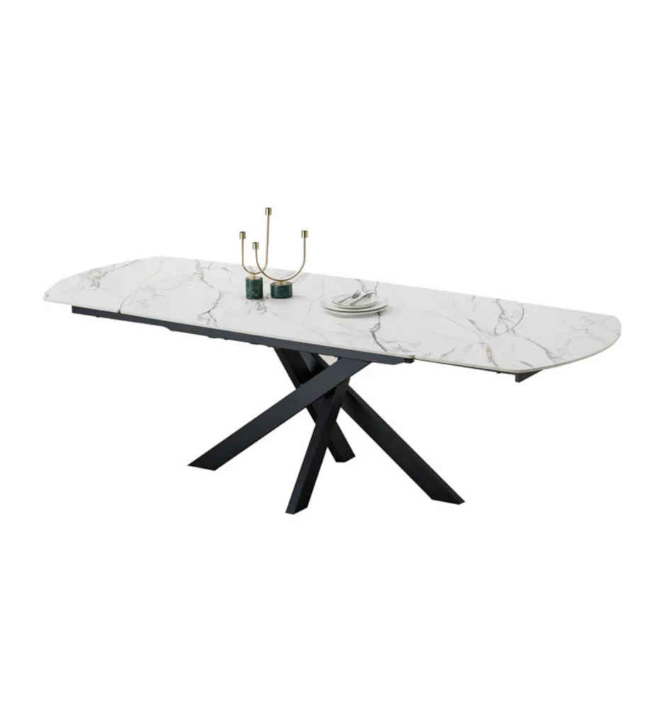 TABLE CERAMIQUE-AV ALLONGE 160(240)*90 CM-BLANC-41261BL-FURIANI