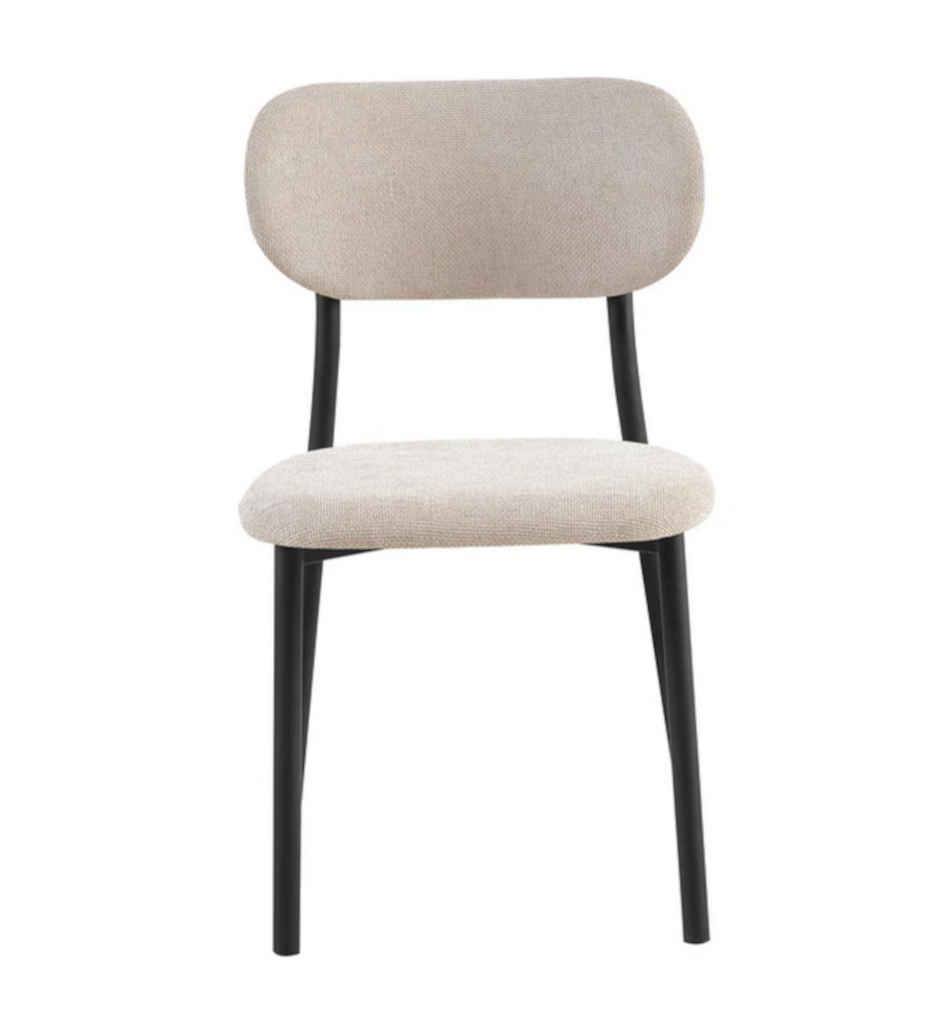 #CHAISE METAL NOIR-TISSU BEIGE CLAIR-18614LI  -CENTURION