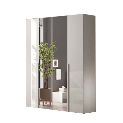 ARMOIRE 4 PORTES (2 PORTES MIROIR)170 CM -619033-42 BLANC BRILLANT-TROPEA