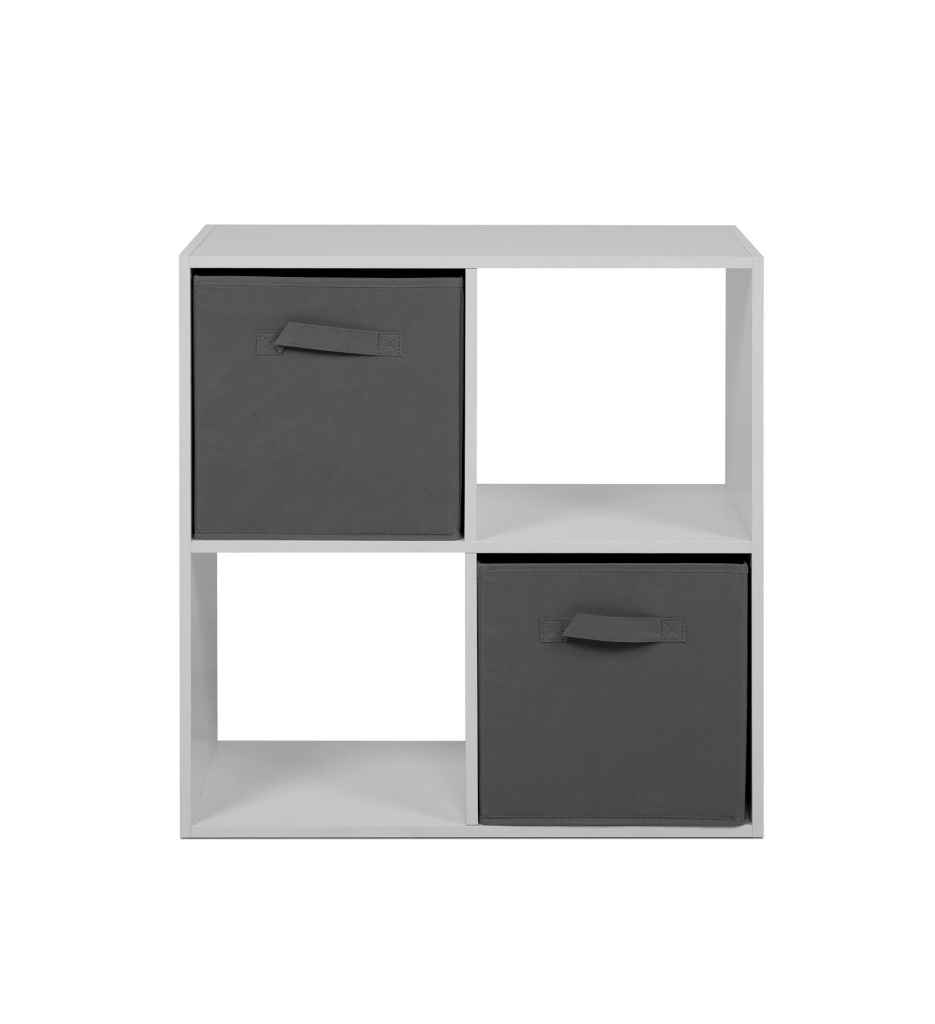 #1er Prix-Etagère avec paniers Arvika 4 niches Blanc/gris FIN 3964