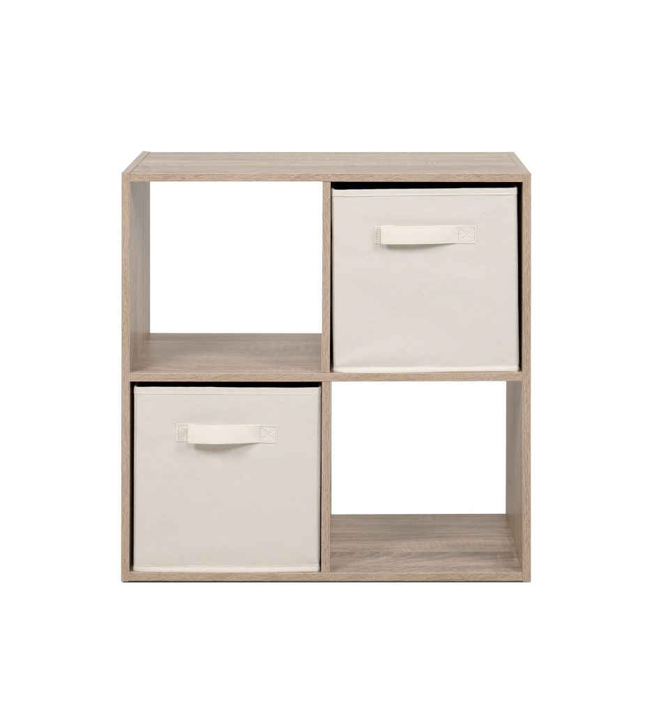 #1er Prix-Etagère avec paniers Arvika 4 niches  Chêne / beige FIN 3965