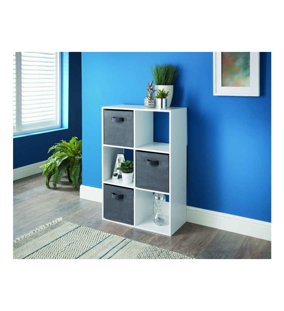 #1er Prix-Etagère avec paniers Arvika 6 niches  Blanc / gris  FIN 3966