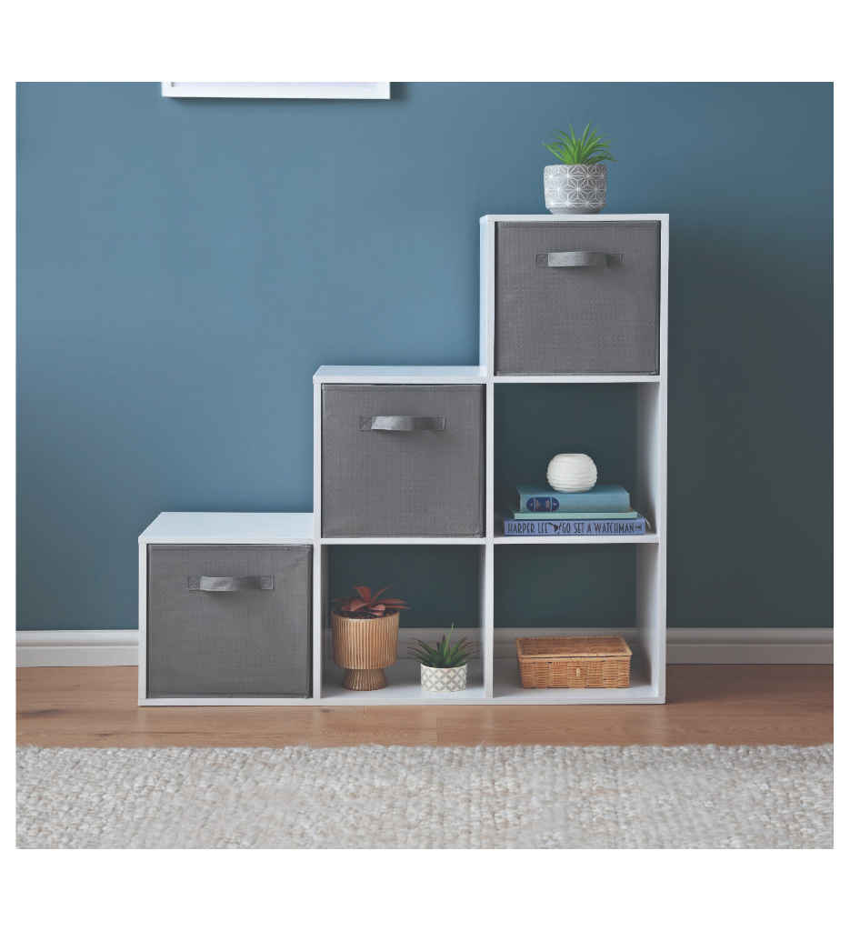 #1er Prix-Etagère escalier avec paniers Arvika Blanc / gris FIN 3970