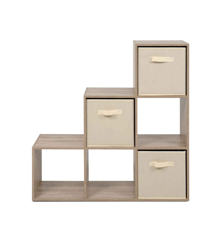 #1er Prix-Etagère escalier avec paniers Arvika Chêne / beige FIN 3971