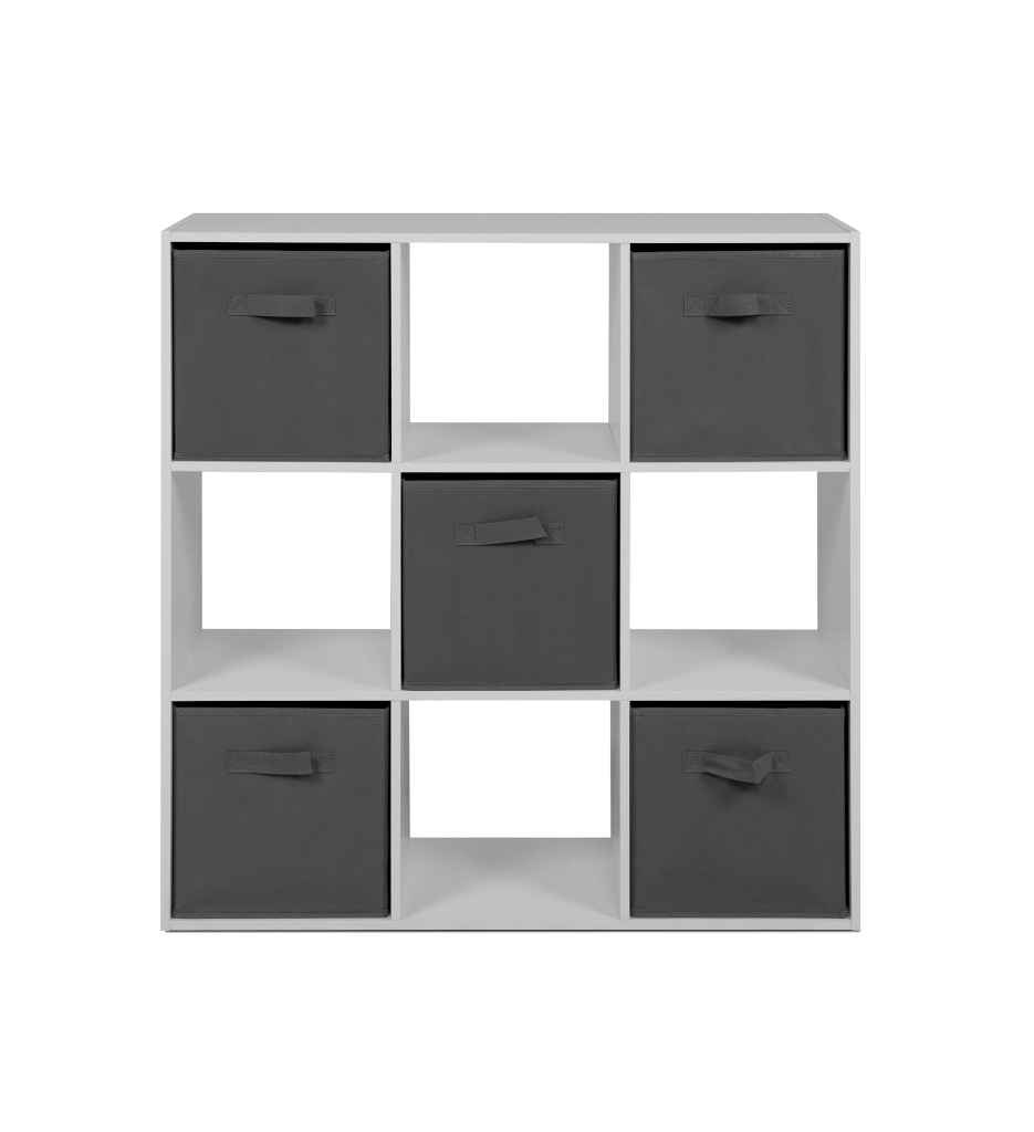 #1er Prix-Etagère avec paniers Arvika 9 niches Blanc/gris FIN 3968