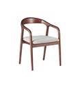 CHAISE AVEC ACCOUDOIR-BOIS DARK -TISSU BEIGE-NORA