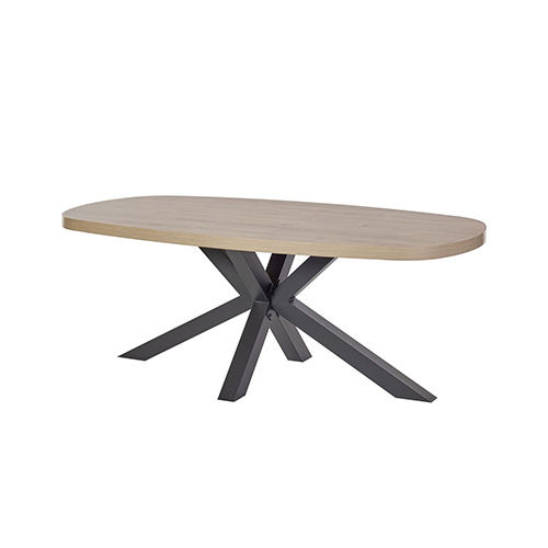 #TABLE OVALE FIXE 210CM/PIEDS METAL ETOILLE-CASTLE OAK-URIEL