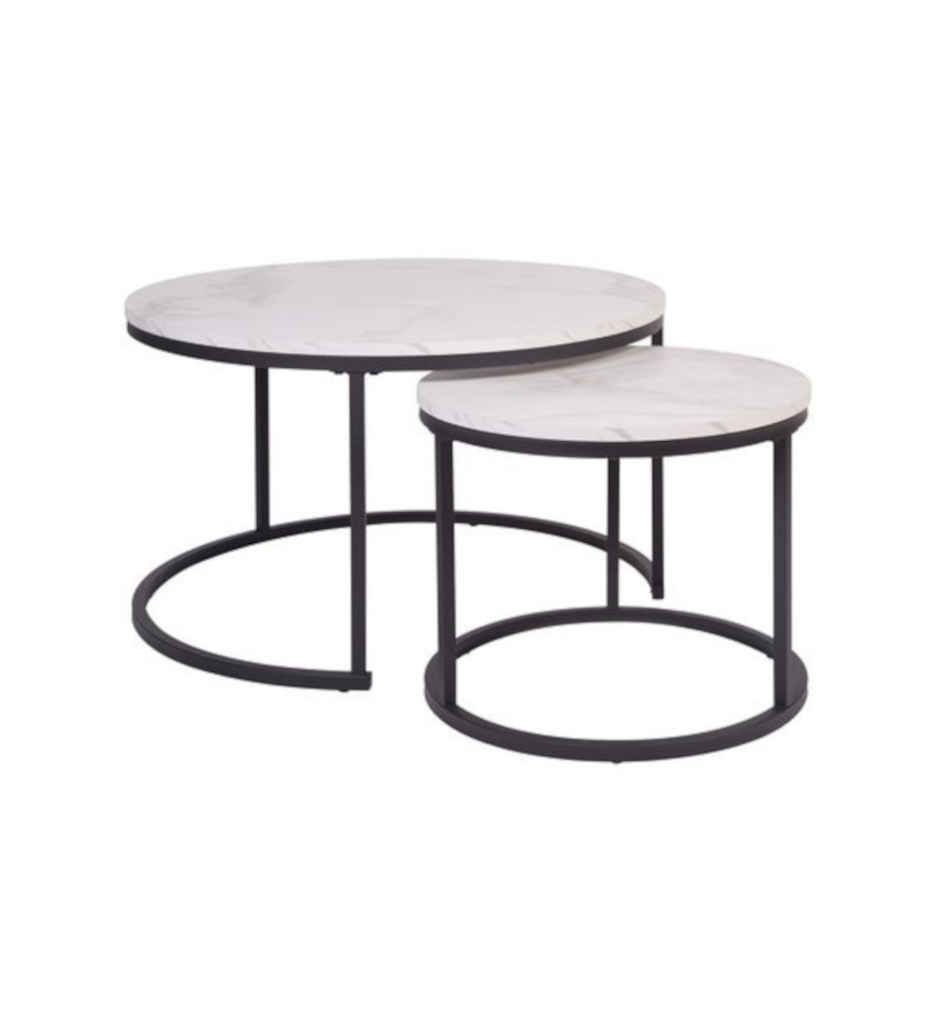 Table basse ronde PAMPA effet marbre
