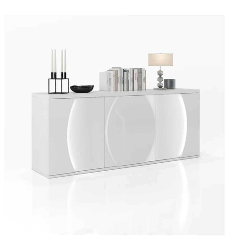 BUFFET 3 PORTES LAQUE BLANCHE BRILLANTE-N°2-L.200-25SA3030-PULP