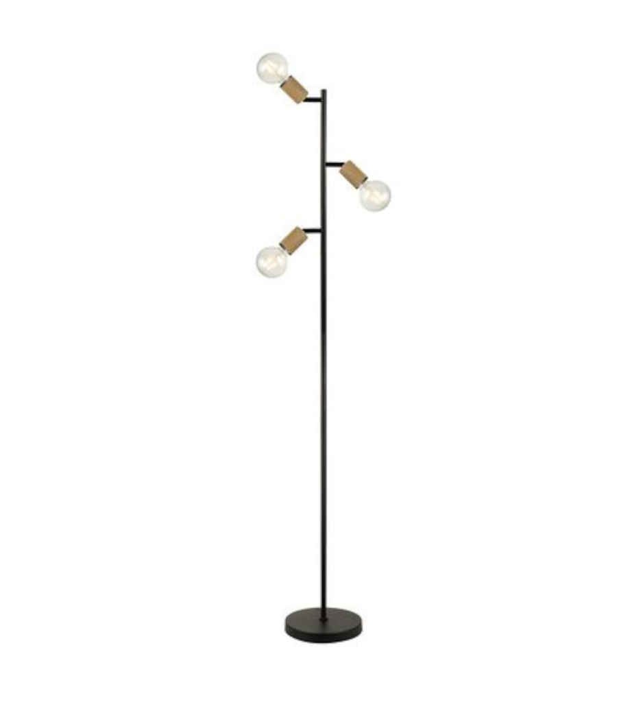 #Lampadaire Métal et bois 150 cm noir PALAVAS