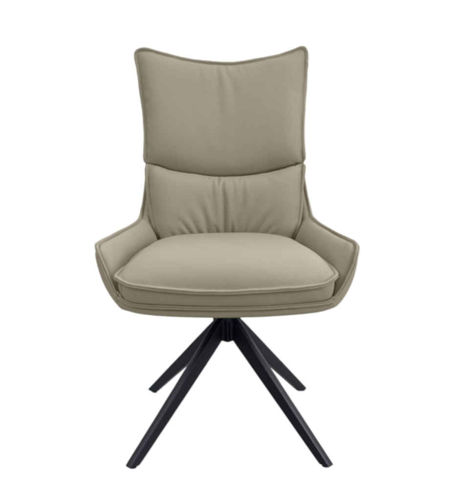 #CHAISE ROTATIVE 180° EN CUIR TAUPE-52958TA-MILANO CUIR